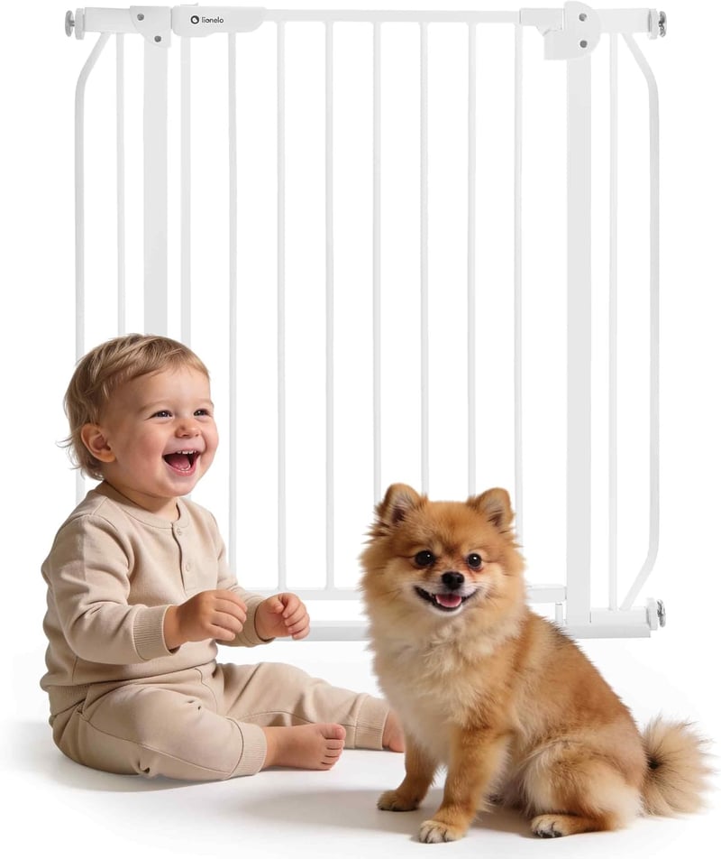 Lionelo Truus Slim biztonsági kapu 75-105 cm, automata zárás, dupla biztonság, nyitható mindkét oldalon - White