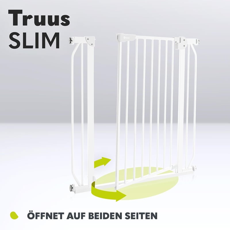 Lionelo Truus Slim biztonsági kapu 75-105 cm, automata zárás, dupla biztonság, nyitható mindkét oldalon - White