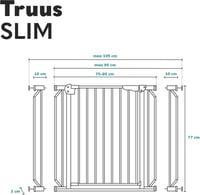 Lionelo Truus Slim biztonsági kapu 75-105 cm, automata zárás, dupla biztonság, nyitható mindkét oldalon - White 8