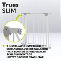 Bezpečnostná zábrana Lionelo Truus Slim bez vŕtania, 75-105 cm, grafitovo sivá, dvojitý bezpečnostný systém, nastaviteľná šírka 3