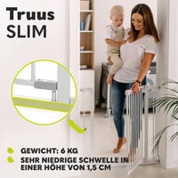 Bezpečnostná zábrana Lionelo Truus Slim bez vŕtania, 75-105 cm, grafitovo sivá, dvojitý bezpečnostný systém, nastaviteľná šírka 4