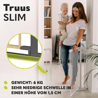 Lionelo Truus Slim biztonsági kapu nyomással rögzíthető 75-105 cm széles nyíláshoz, 77 cm magas, kétirányú nyitás, fúrás nélkül 4