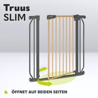 Lionelo Truus Slim biztonsági kapu nyomással rögzíthető 75-105 cm széles nyíláshoz, 77 cm magas, kétirányú nyitás, fúrás nélkül 5