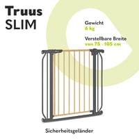 Lionelo Truus Slim biztonsági kapu nyomással rögzíthető 75-105 cm széles nyíláshoz, 77 cm magas, kétirányú nyitás, fúrás nélkül 2