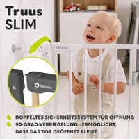 Lionelo Truus Slim biztonsági kapu nyomással rögzíthető 75-105 cm széles nyíláshoz, 77 cm magas, kétirányú nyitás, fúrás nélkül 6