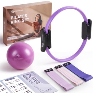 LIONSCOOL Pilates karika készlet 14"-os Magic Circle, mini labdával és gumiszalagokkal