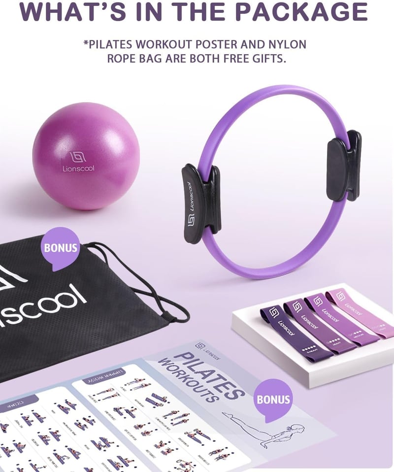 LIONSCOOL Pilates Ring szett 35cm Magic Circle dupla fogantyúval