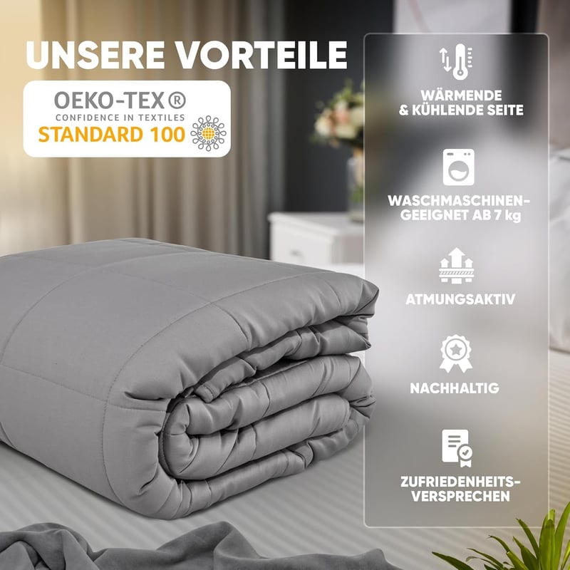 Lionsnooze 7kg Súlyozott Terápiás Takaró 135x200cm Bambusz Hypoallergén Üveggyöngy