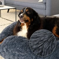 lionto Donut kutyafekhely és macskaágy, kerek plüss kisállat párna extra vastag töltettel, Ø 120 cm, sötétszürke 3