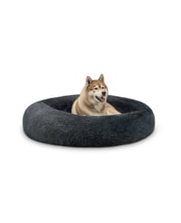 lionto Donut kutyafekhely és macskaágy, kerek plüss kisállat párna extra vastag töltettel, Ø 120 cm, sötétszürke 1