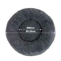 lionto Donut kutyafekhely és macskaágy, kerek plüss kisállat párna extra vastag töltettel, Ø 120 cm, sötétszürke 5