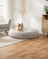 lionto Peliešok pre psov a mačky v tvare šišky, okrúhly plyšový pelech pre domáce zvieratá, Ø 120 cm, svetlosivý, s extra hrubou výplňou 2