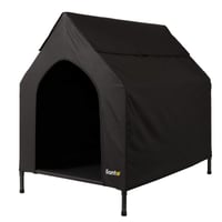 lionto Povišeni ležaj za pse s krovom za vanjsku upotrebu, do 80 kg, 130 x 85 x 113 cm, crni 1