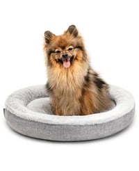 Pat pentru câini și pisici lionto, tip gogoașă rotundă, Ø 55 cm, gri - Pernă și culcuș moale pentru câini 1