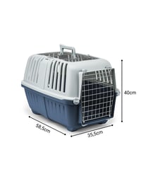 lionto Kavez za pse s metalnom rešetkom 58,5x35,5x40 cm, plava plastična nosiljka sa sustavom zaključavanja i ručkom za mačke i kućne ljubimce do 15 kg 5