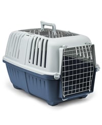 lionto Kavez za pse s metalnom rešetkom 58,5x35,5x40 cm, plava plastična nosiljka sa sustavom zaključavanja i ručkom za mačke i kućne ljubimce do 15 kg 1