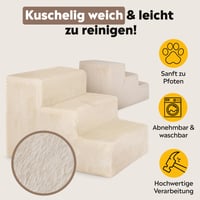 lionto Schodíky pre psov s plyšovým poťahom – 3 stupne – nosnosť 50 kg – béžové schodíky pre domáce zvieratá 5