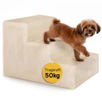 lionto Schodíky pre psov s plyšovým poťahom – 3 stupne – nosnosť 50 kg – béžové schodíky pre domáce zvieratá 8