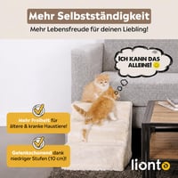 lionto Schodíky pre psov s plyšovým poťahom – 3 stupne – nosnosť 50 kg – béžové schodíky pre domáce zvieratá 3
