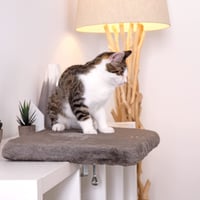 lionto plišana viseća ležaljka za mačke za prozor, 35x50 cm, tamnosiva, ležaljka za mačke s nosivošću do 15 kg za montiranje na prozor 3