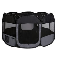 lionto Összecsukható Kölyökkutya Játszótér és Kennel, Ø 110 cm, Magasság 64 cm, Fekete/Szürke 1