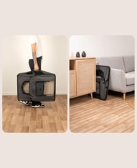 lionto Skladacia prepravka pre psov, box pre psov na cestovanie a do auta, 70x52x50 cm, sivá, prenosná mäkká búda 5