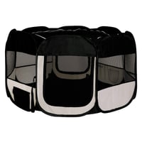 Skladacia ohrádka pre šteňatá lionto z oxfordskej tkaniny a priedušnej sieťoviny, Ø 110 cm, výška 64 cm, s 2 vchodmi, pop-up systém, čierna 1