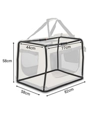 lionto skladacia prepravka pre psov 82x58x58 cm béžová, prenosná cestovná prepravka do auta pre mačky a psy do 18 kg, so sieťovanými oknami 5