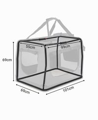 Cușcă pliantă pentru transport câini lionto, pentru călătorii și mașină, 101x69x70 cm, gri, pentru pisici și câini de până la 25 kg, cu mânere de transport 5