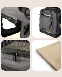 lionto Sklopiva transportna kutija za pse za putovanja i automobil, 60x42x44 cm, do 12 kg, s ručkama za nošenje i dekom, za mačke i pse 4