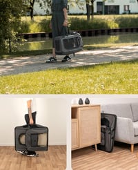 lionto Sklopiva transportna kutija za pse za putovanja i automobil, 60x42x44 cm, do 12 kg, s ručkama za nošenje i dekom, za mačke i pse 3