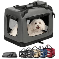 lionto Sklopiva transportna kutija za pse za putovanja i automobil, 60x42x44 cm, do 12 kg, s ručkama za nošenje i dekom, za mačke i pse 1