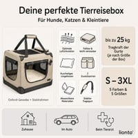 lionto Sklopiva transportna kutija za pse za putovanja i automobil, 60x42x44 cm, do 12 kg, s ručkama za nošenje i dekom, za mačke i pse 7
