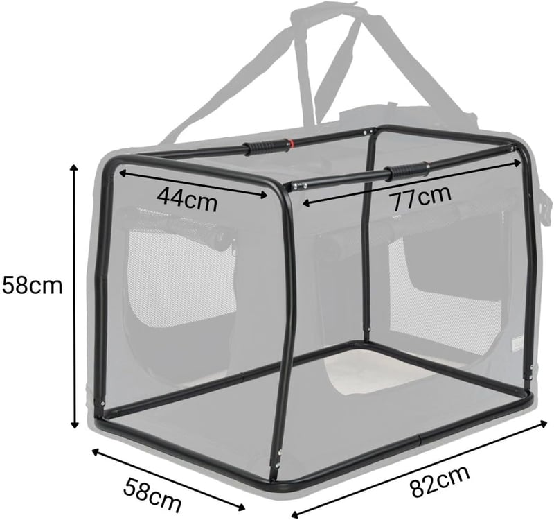 lionto Összecsukható Szállítóbox Kutyáknak Macskáknak 82x58x58cm Fekete - 4 - L: 82x58x58cm, Black