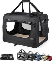 lionto Összecsukható Szállítóbox Kutyáknak Macskáknak 82x58x58cm Fekete - 4 - L: 82x58x58cm, Black 1