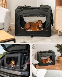 lionto Összecsukható Szállítóbox Kutyáknak Macskáknak 82x58x58cm Fekete - 4 - L: 82x58x58cm, Black 2