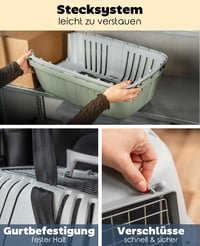 Cușcă de transport pentru câini lionto din plastic verde, cu grilaj metalic, sistem de închidere, mâner, 58,5 x 35,5 x 40 cm, până la 15 kg, pentru pisici și animale mici 4