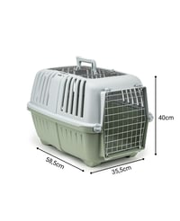 Cușcă de transport pentru câini lionto din plastic verde, cu grilaj metalic, sistem de închidere, mâner, 58,5 x 35,5 x 40 cm, până la 15 kg, pentru pisici și animale mici 5