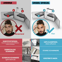 LIPFISBARBERSHOP.COM Oglindă 360 cu LED cu trei panouri pentru tuns și coafat pe cont propriu 3