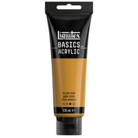 Akrylová farba Liquitex Basics 118 ml v tube – Oxidgelb žltá, jednopigmentová, svetlostála, stredná viskozita, hodvábny lesk, archívna kvalita 1