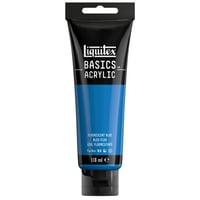 Akrylová farba v tube Liquitex Basics – fluorescenčná modrá, 118 ml, jednofarebný pigment, hodvábne lesklý povrch 1