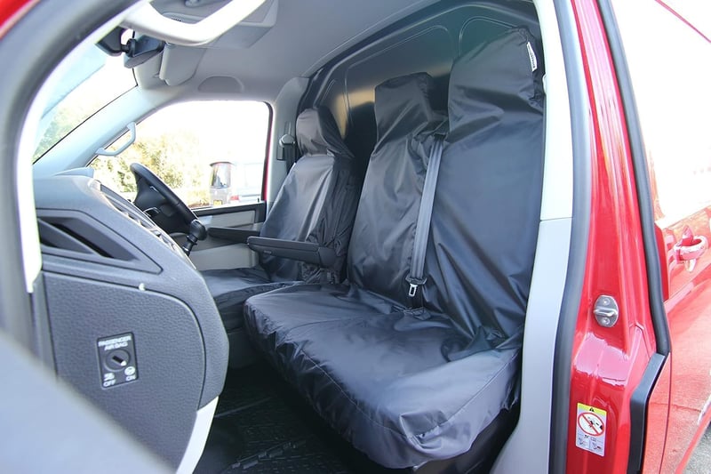 LIROPAU Autóülés Huzat Ford Transit Custom 2013-2024 Modellekhez - Első 2+1 Ülésre, Légzsák Kompatibilis, Vízálló, Mosógépben Mosható Ülésvé