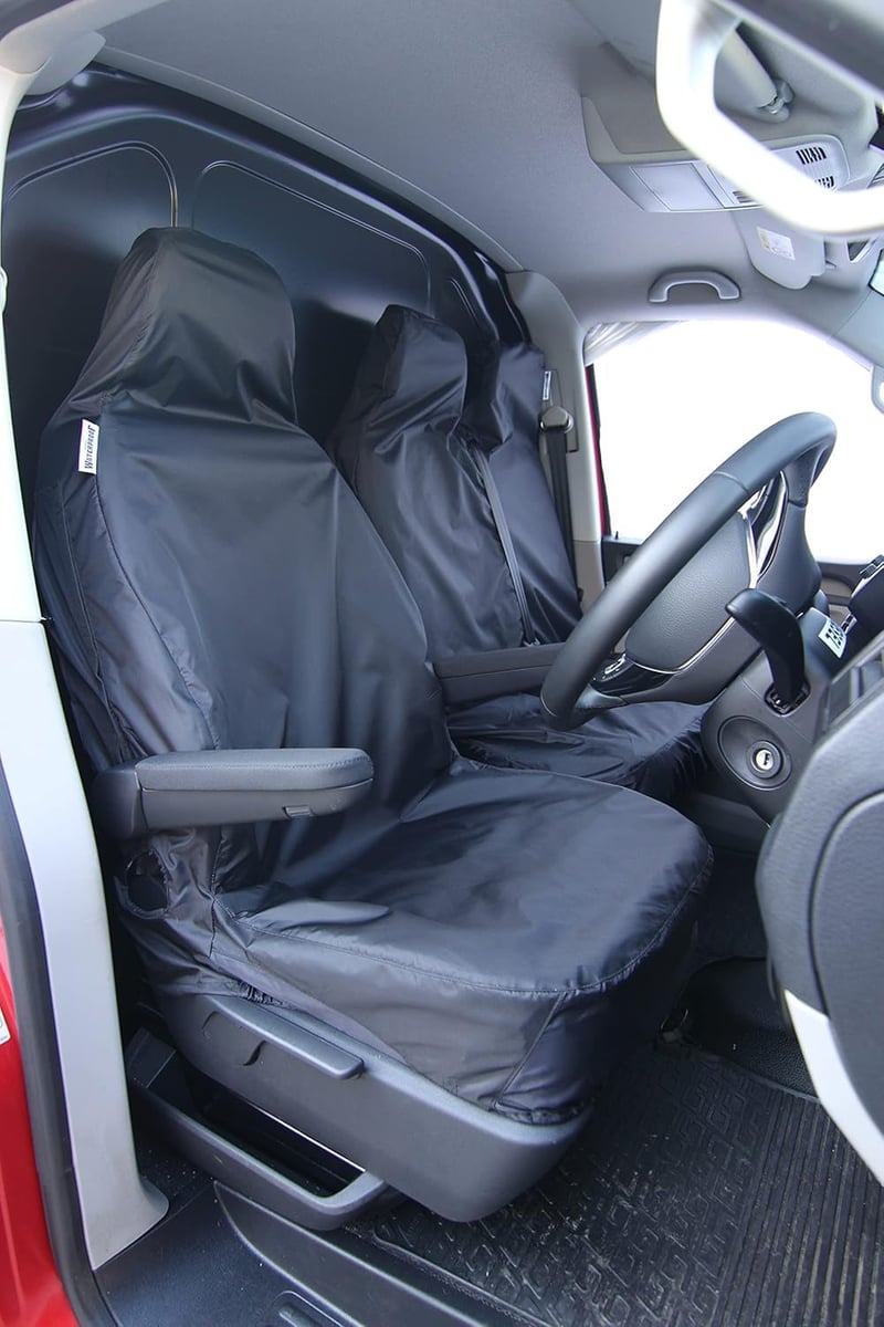 LIROPAU Autóülés Huzat Ford Transit Custom 2013-2024 Modellekhez - Első 2+1 Ülésre, Légzsák Kompatibilis, Vízálló, Mosógépben Mosható Ülésvé