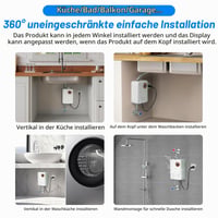 LIROPAU Elektronický prietokový ohrievač vody do kuchyne, 220V 3500W, elektrický ohrievač teplej vody s okamžitým ohrevom 7