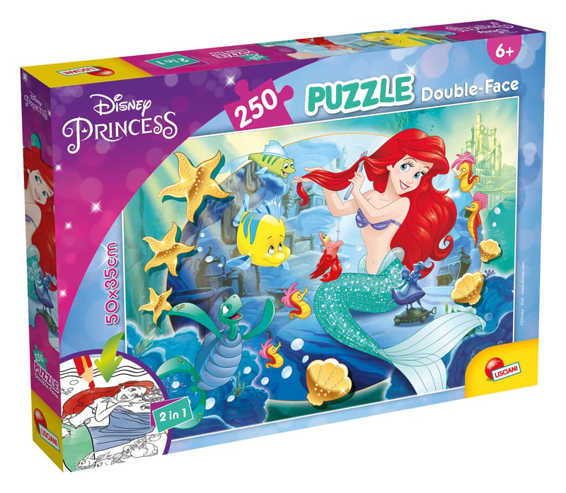 Liscianigiochi Disney Ariel puzzle, 250 dielikov – Vyfarbiteľné scény, veľký formát, od 7 rokov