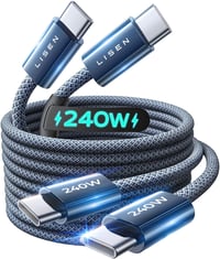 LISEN 240W USB-C Kábel 2m Szett (2db) iPhone 17/16/15 Pro Max, MacBook, iPad, Samsung Galaxy S25/S24 Gyorstöltő PD3.1 Kompatibilis Töltőkábe 1