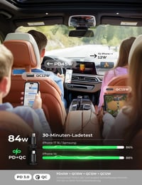 Adaptor auto de încărcare rapidă LISEN 84W cu USB-C retractabil pentru iPhone și Android, încărcător auto 3