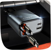 Adaptor auto de încărcare rapidă LISEN 84W cu USB-C retractabil pentru iPhone și Android, încărcător auto 1
