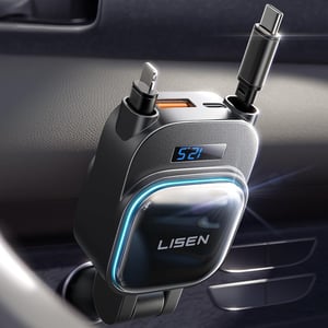 LISEN 96 W 4 az 1 ben szivargyújtós autós töltő USB C feszültség kijelzővel 12 24 V gyorstöltő iPhone 16 15 Pro Max Galaxy S25 S24 Ultra
