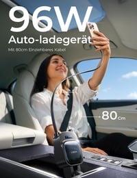 Încărcător auto LISEN 96 W 4 în 1 la brichetă cu afișaj de tensiune USB-C, încărcare rapidă 12-24 V pentru iPhone 16 15 Pro Max, Galaxy S25 S24 Ultra 2
